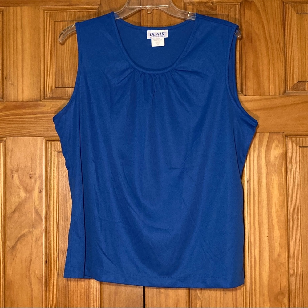 NWOT Blair Vintage 90s Top Sleeveless Blouse Blue Size L Large